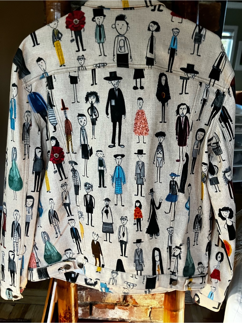 THE KIT NYC Olivia Jean Jacket Art Print Organic Cotton Large L - Picture 12 of 12